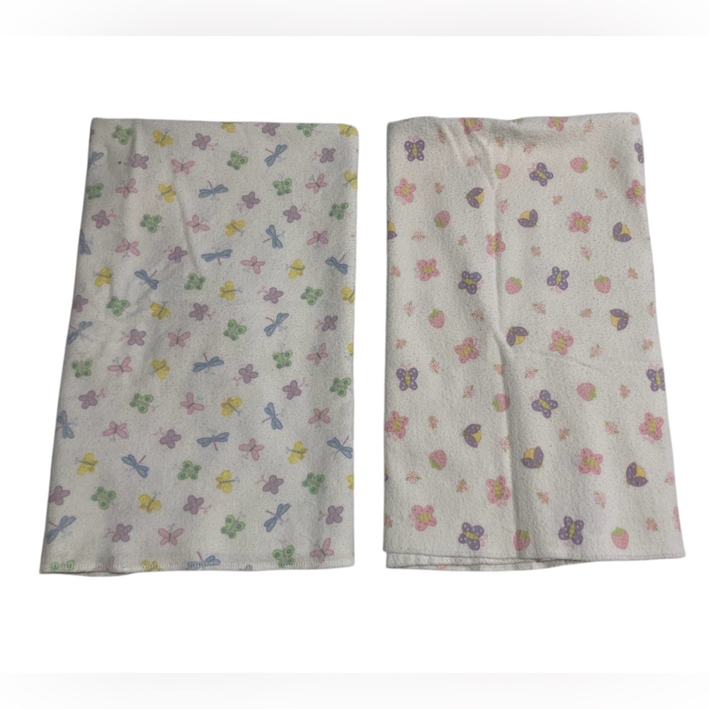 Lot - 2 Baby‎ Receiving Blankets Butterfly Dragonfly Tiddliwinks Lambs & Ivy